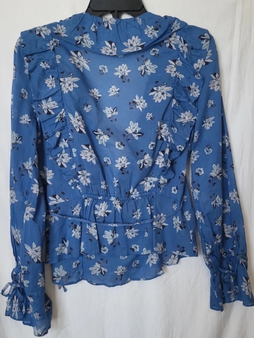 Free People Amanda Ruffle Soft Cotton V-Neck Wrap Floral Flower Blouse Top